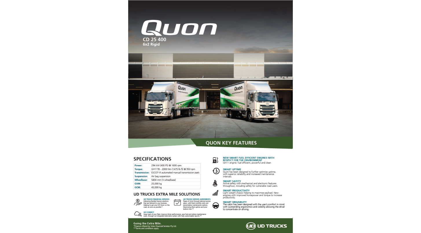 Quon CD 25 400 Spec Sheet