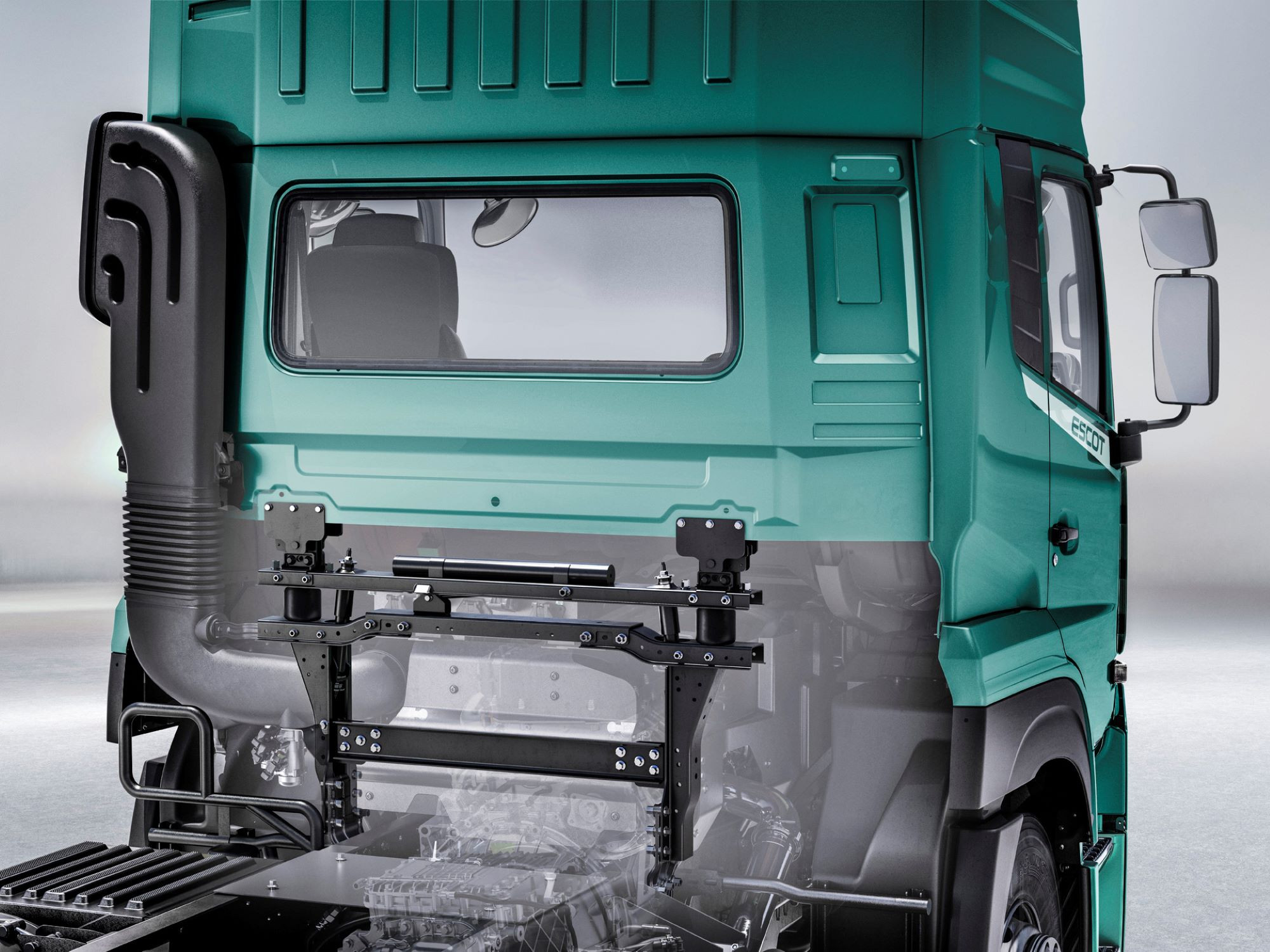 Lori ya kijani kutoka nyuma, sehemu za ndani zinaonekana nusu uwazi.