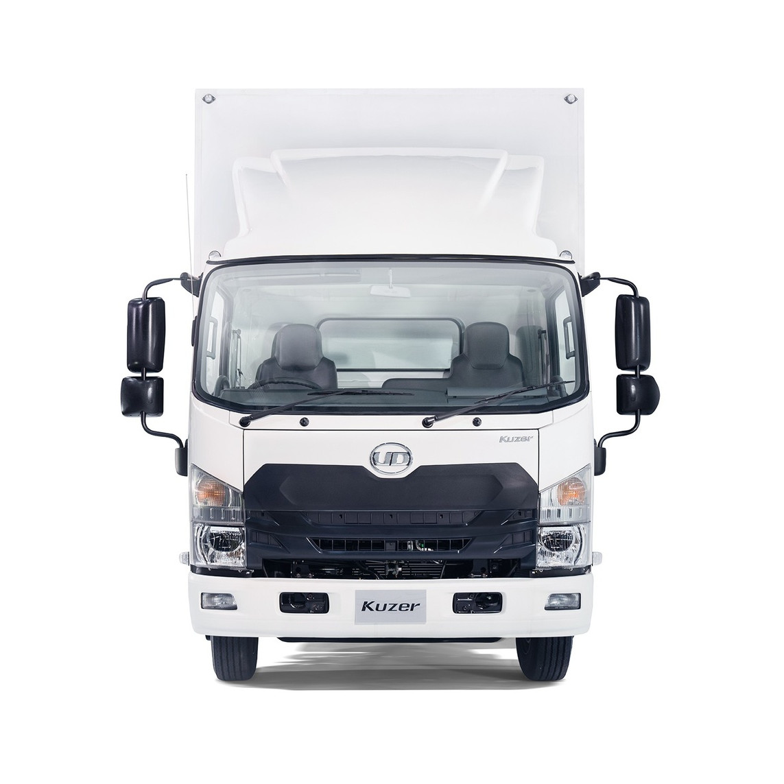 White delivery truck facing forward on a plain white background.