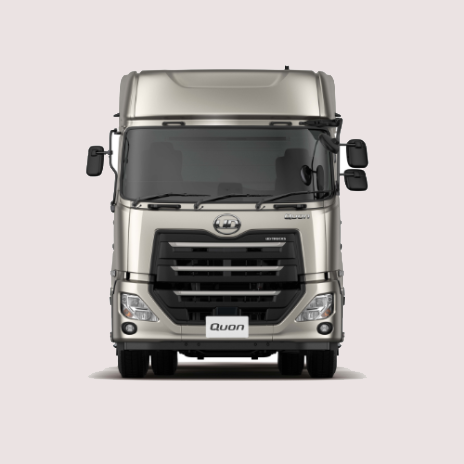 Silver truck photographed from the front on a plain light background.