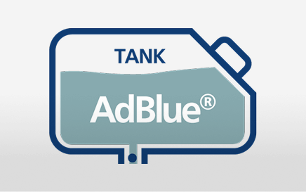 Logo tangki cecair AdBlue dengan latar warna putih.