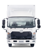 White box truck viewed from the front on a plain background.